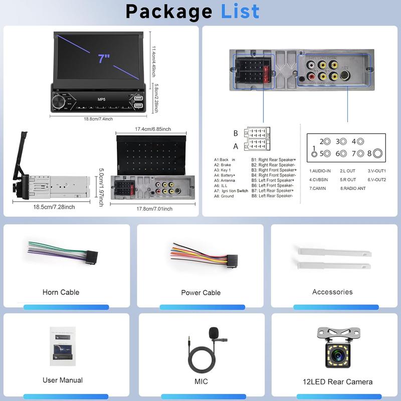 Pantalla táctil abatible de 7 pulgadas (formato Single DIN)