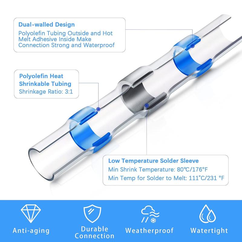 Conectores de Cable Termorretráctiles con Soldadura Integrada (300 piezas)