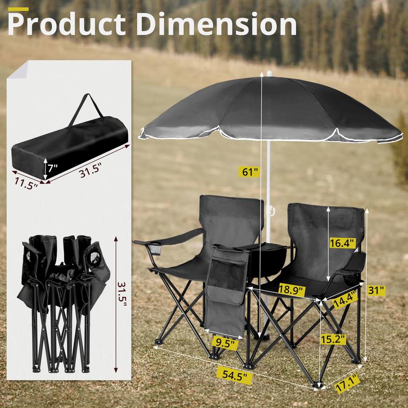 Mobiliario de camping: Silla plegable portátil de dos plazas