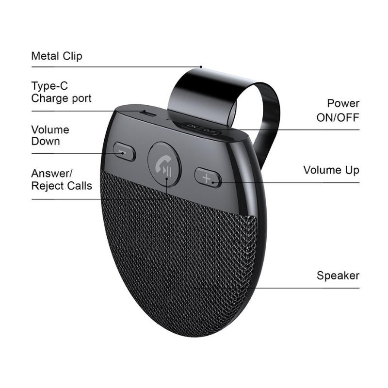 Kit manos libres inalámbrico Bluetooth 5.0 para el parasol del coche