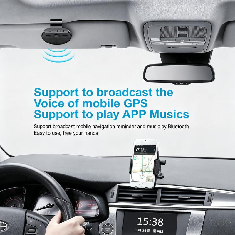 Kit manos libres inalámbrico Bluetooth 5.0 para el parasol del coche