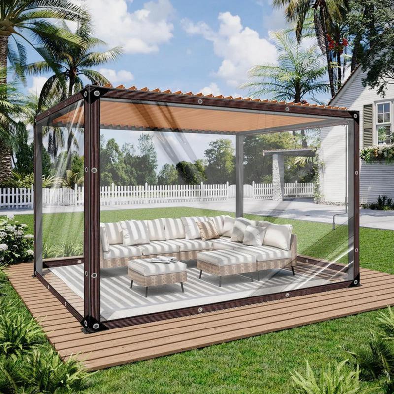 Lona transparente impermeable de alta resistencia con ojales 7ft x 11ft