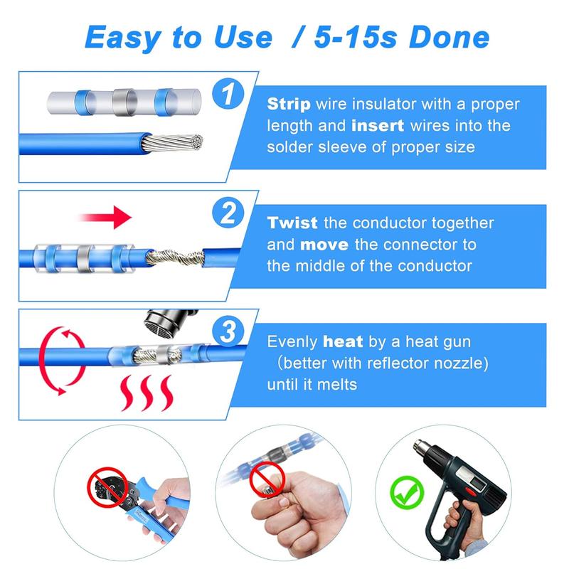 Conectores de Cable Termorretráctiles con Soldadura Integrada (300 piezas)