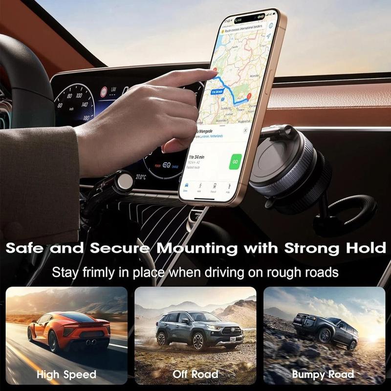 Soporte magnético para teléfono de coche con ventosa de vacío y ajuste de 360°