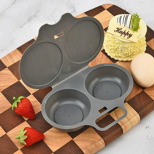 Escalfador de huevos antiadherente de doble cavidad gris
