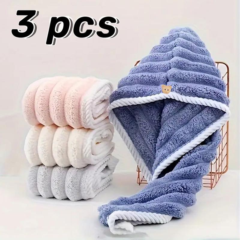 Set de 3 toallas de microfibra premium de secado rápido para el cabello