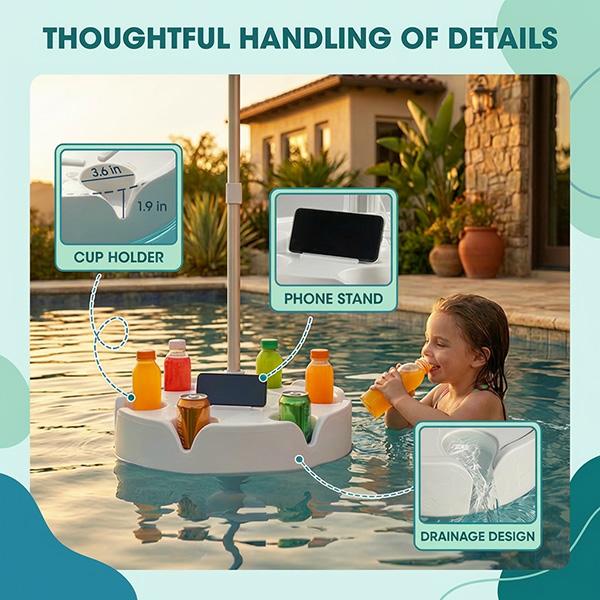 Sombrilla flotante para piscina con barra