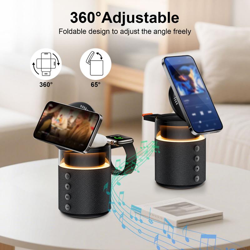 5-in-1 Wireless Charging Station with Bluetooth Speaker