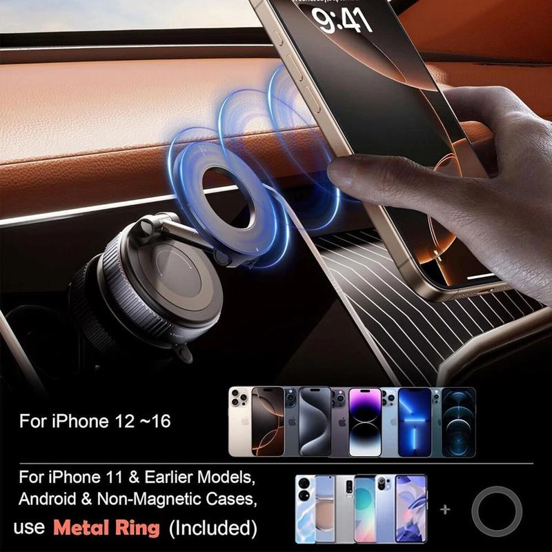 Soporte magnético para teléfono de coche con ventosa de vacío y ajuste de 360°