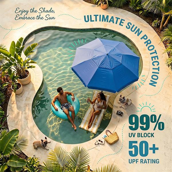Sombrilla flotante para piscina con barra