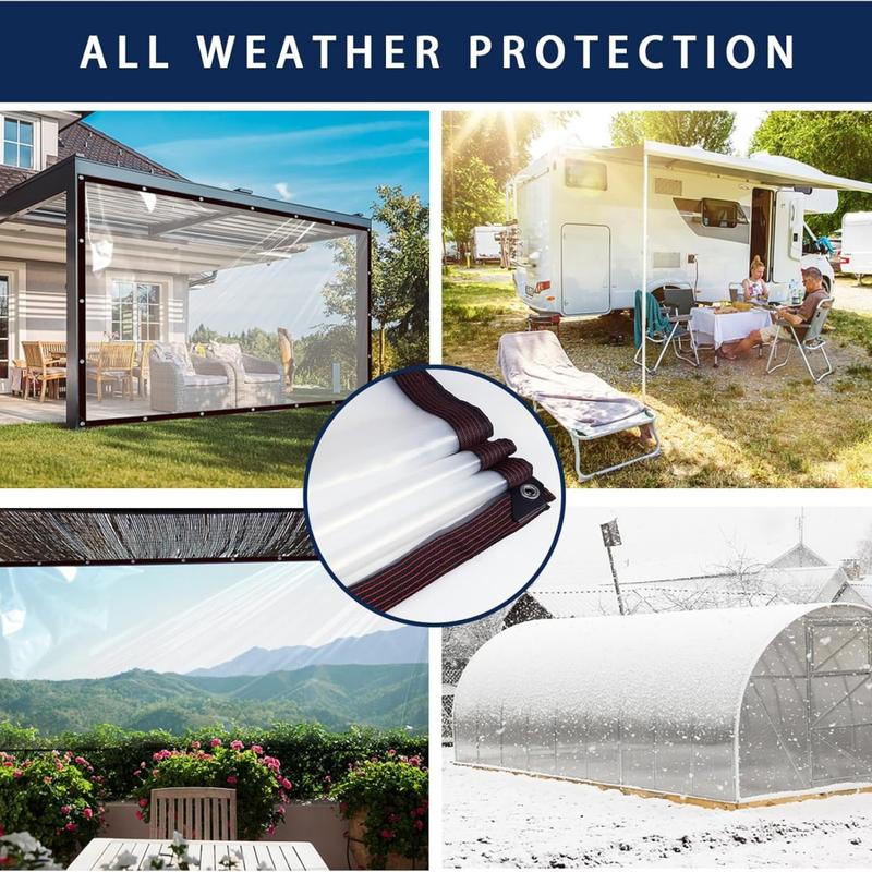 8*10FT PE Heavy-Duty Waterproof Clear Tarps
