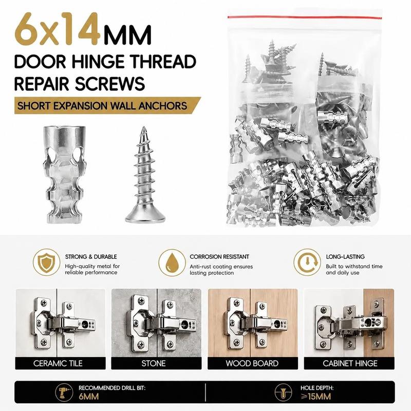 Juego de tornillos de 6x14 mm para reparación de bisagras