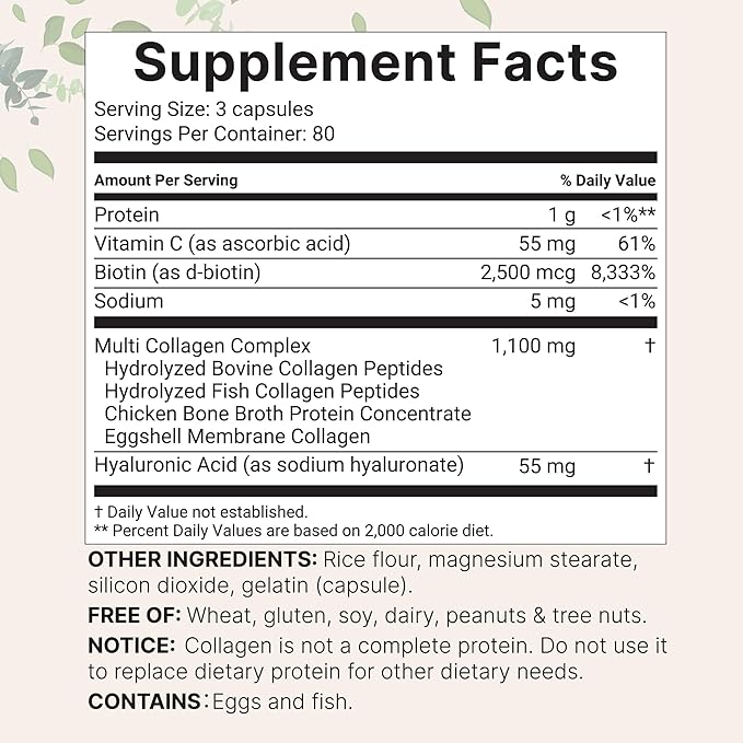 Multi Collagen Pills for Women & Men, 240 Capsules