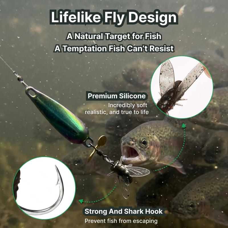 3-Pack Realistic Housefly Spinner Baits