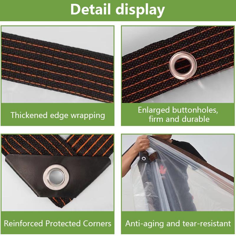 Lona transparente impermeable de alta resistencia con ojales 7ft x 11ft