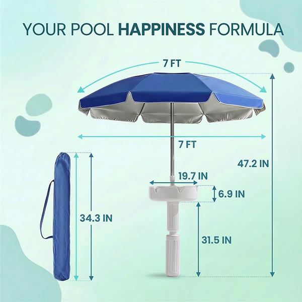Sombrilla flotante para piscina con barra