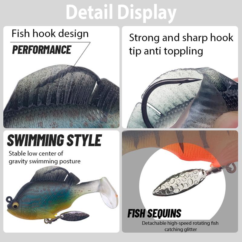 6Pcs Multiple Pre-Rigged Jig Head Soft FishingLures