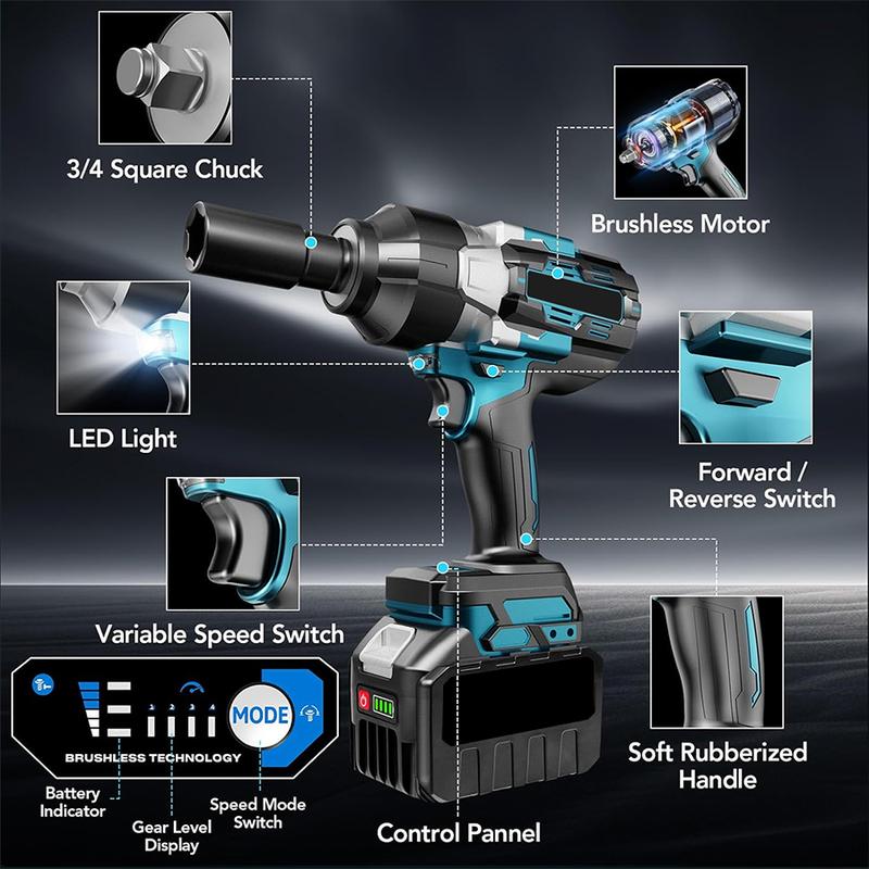 Llave de impacto inalámbrica 3 en 1