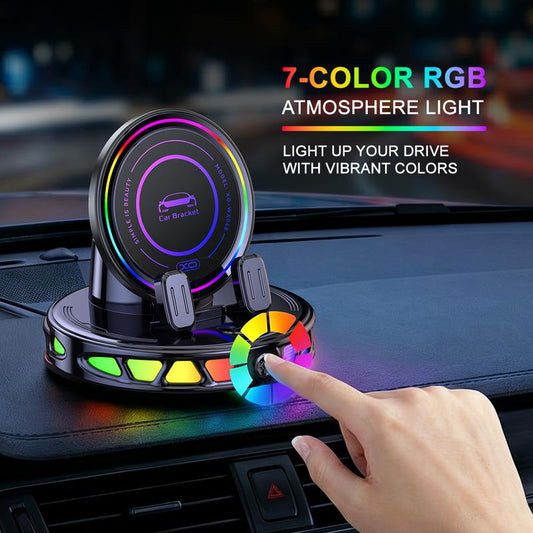 Soporte para teléfono móvil para coche con carga inalámbrica y rotación de 360°