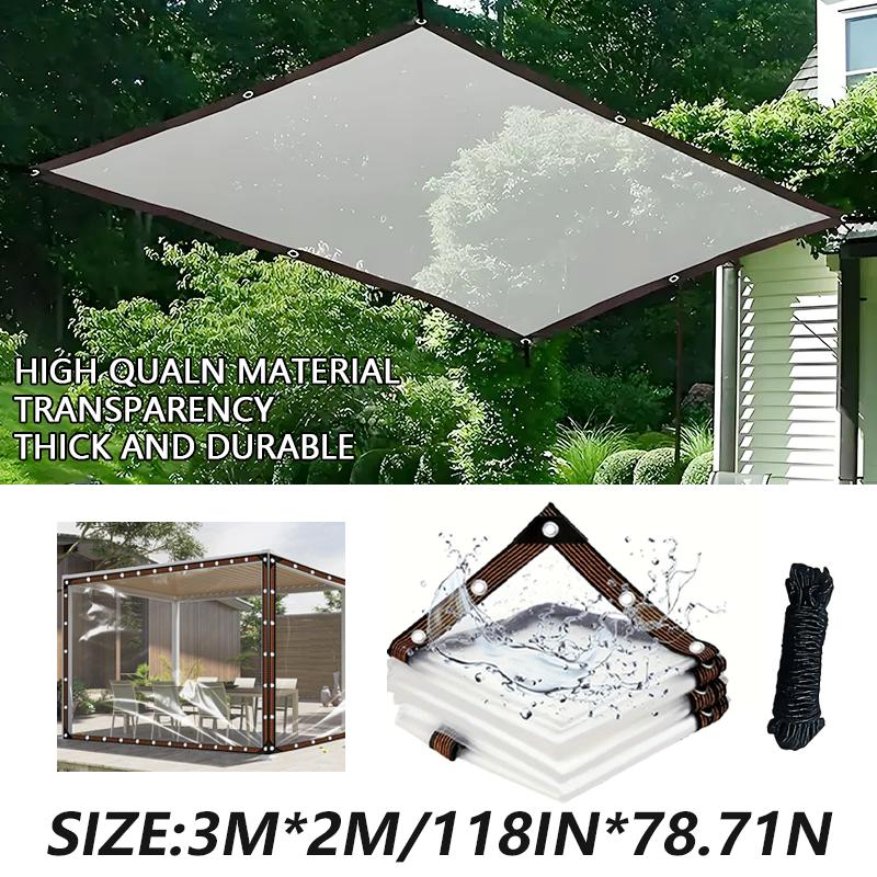 Lona transparente impermeable de alta resistencia con ojales 7ft x 11ft