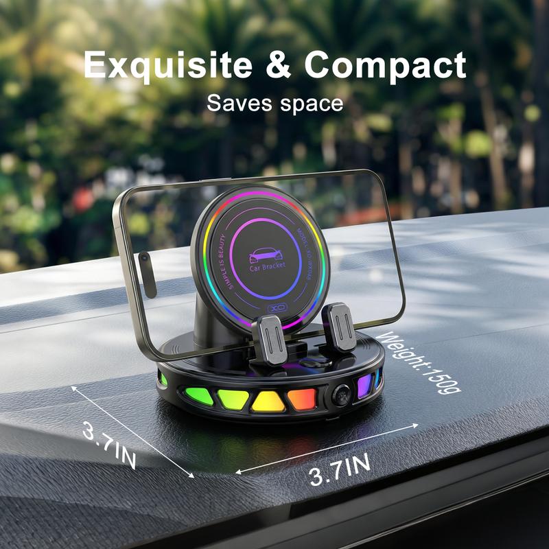 Soporte para teléfono móvil para coche con carga inalámbrica y rotación de 360°