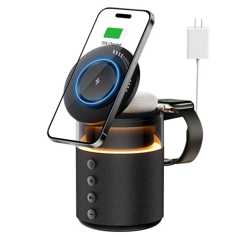 5-in-1 Wireless Charging Station with Bluetooth Speaker