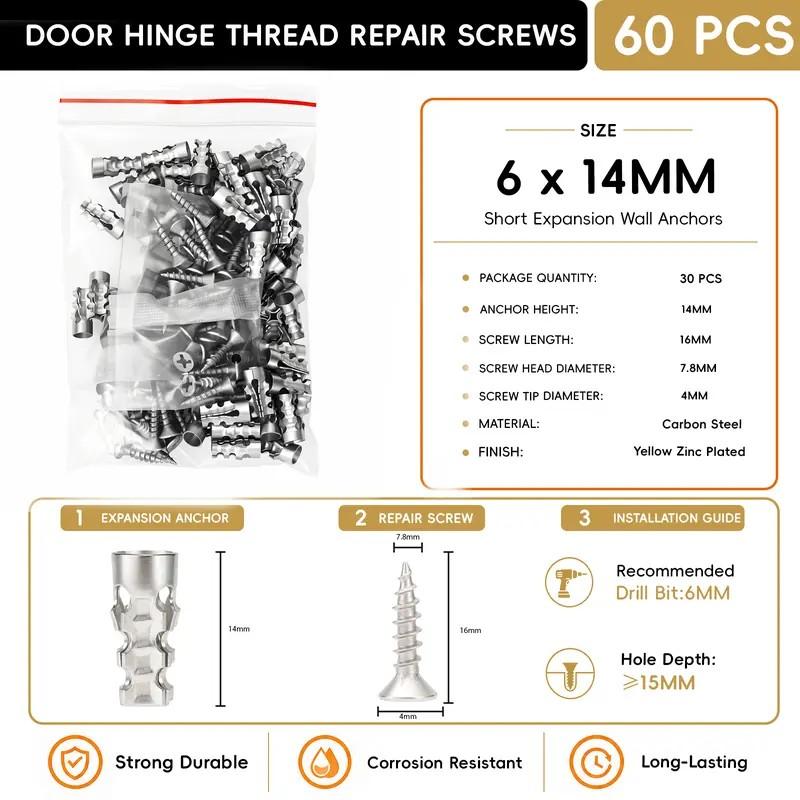 Juego de tornillos de 6x14 mm para reparación de bisagras