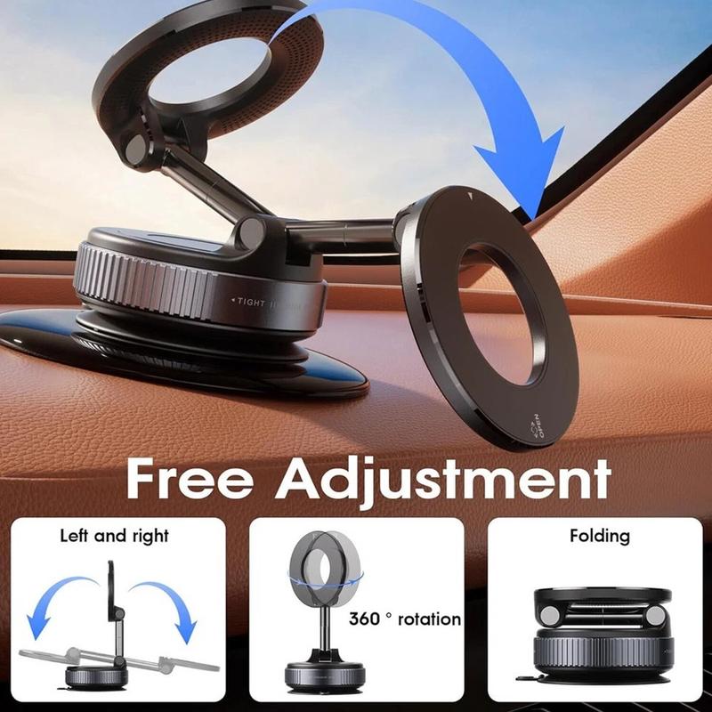 Soporte magnético para teléfono de coche con ventosa de vacío y ajuste de 360°