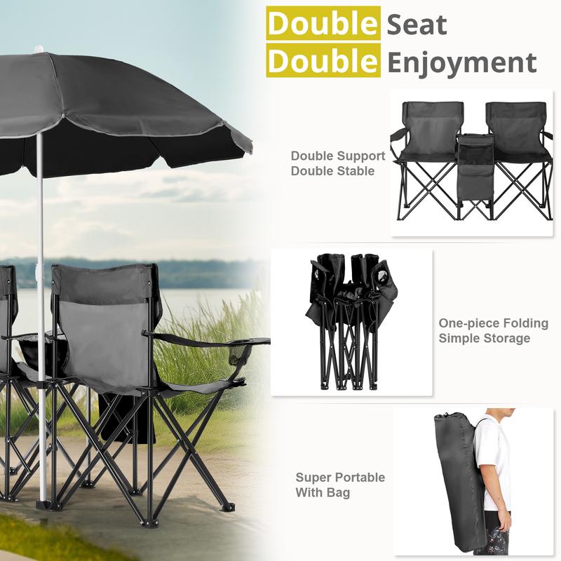 Mobiliario de camping: Silla plegable portátil de dos plazas