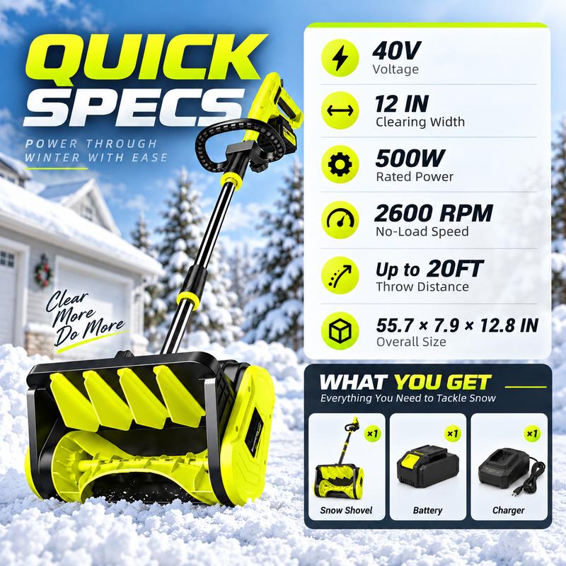 Cordless Snow Shovel with Charger