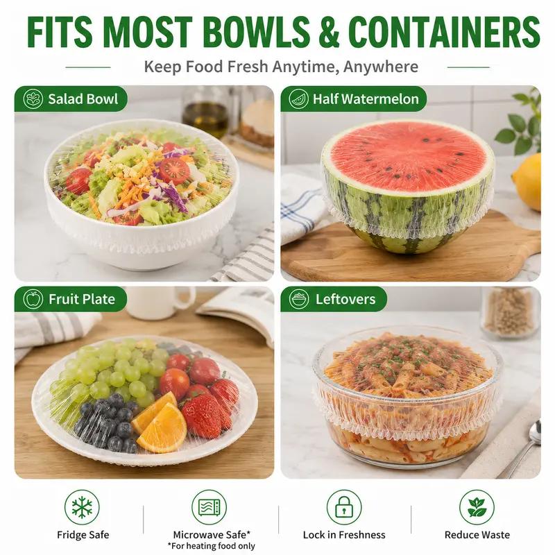 Disposable Elastic Food Storage Covers(100pcs)