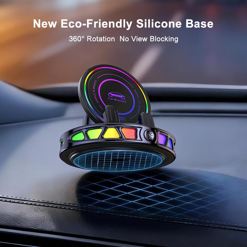 Soporte para teléfono móvil para coche con carga inalámbrica y rotación de 360°