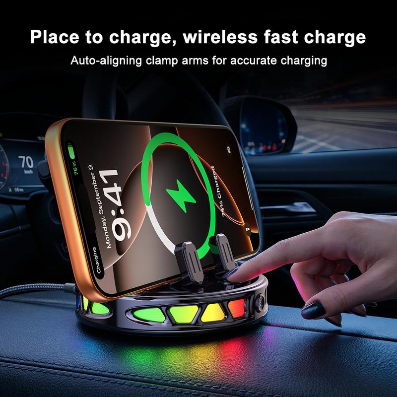 Soporte para teléfono móvil para coche con carga inalámbrica y rotación de 360°