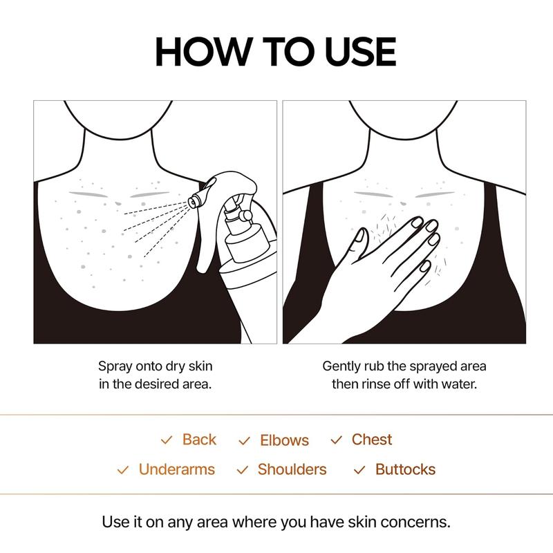 Spray exfoliante para el cuerpo